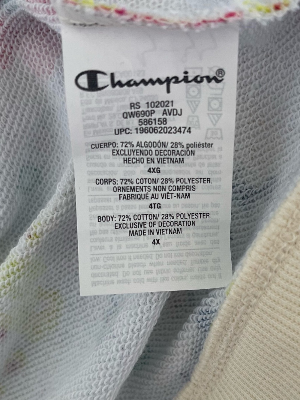Champion Cream Flower Power Crewneck Sweatshirt with Multicolor Accents - Picture 5 of 8
